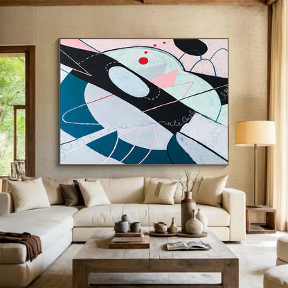 “Pastel Geometric Dreamscape” Abstract Acrylic Painting On Canvas DKH549