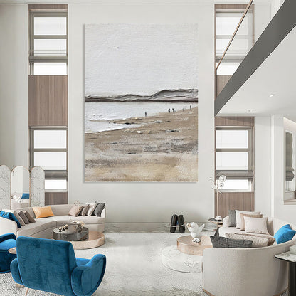 “Textured Beach Scene” - Impressionist - Style Landscape Painting On Canvas DKH1674