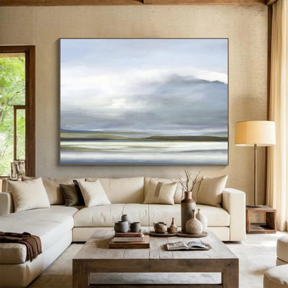 “Soft Hues: Tranquil Landscape” Minimalist Landscape Painting On Canvas DKH360