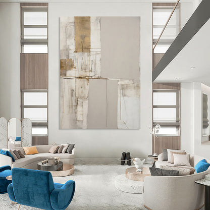 Subtle Neutrals and Gold Abstract - Abstract Painting On Canvas DKH1318