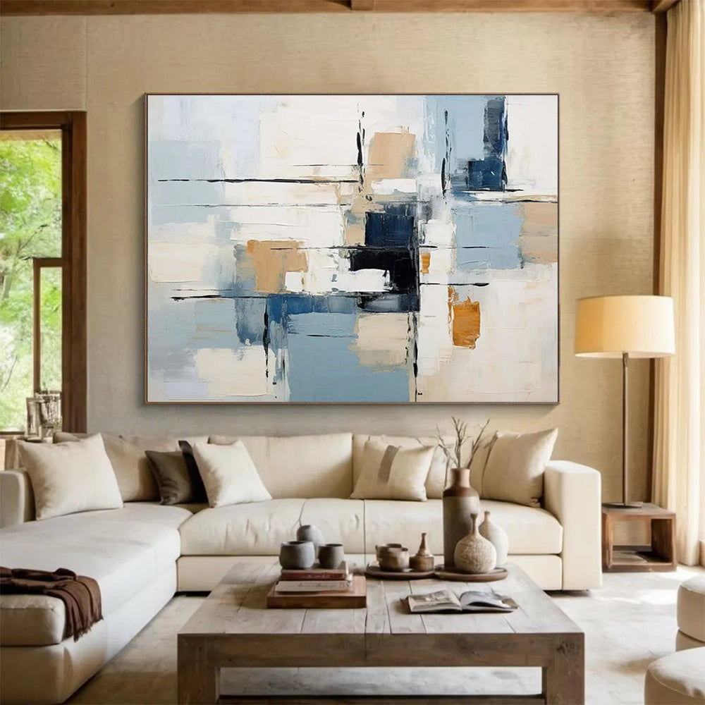 “Soft Tones Geometric Abstraction” Minimalist Abstract Painting On Canvas DLZ092