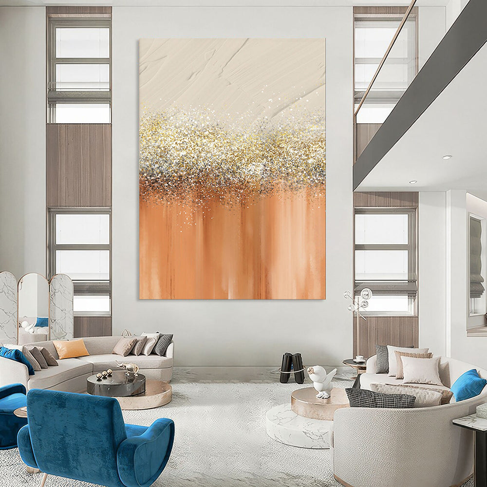 “Glistening Gold and Peach” - Abstract Textured Art CT2018