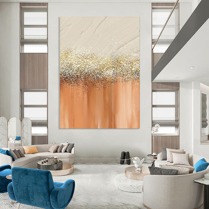 “Glistening Gold and Peach” - Abstract Textured Art CT2018