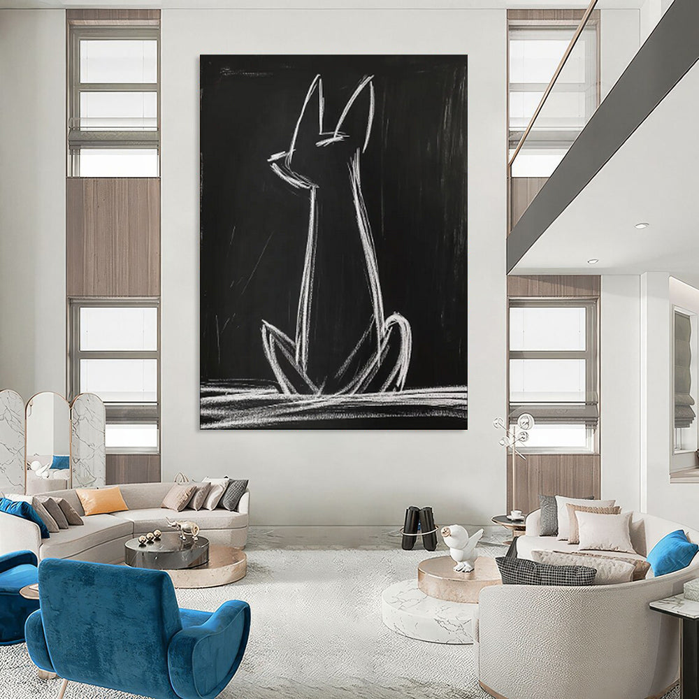 “White Cat Silhouette” - Minimalist Animal Art CT2027