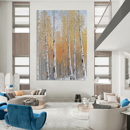 Autumn Birch Forest - Landscape Painting On Canvas DKH1299