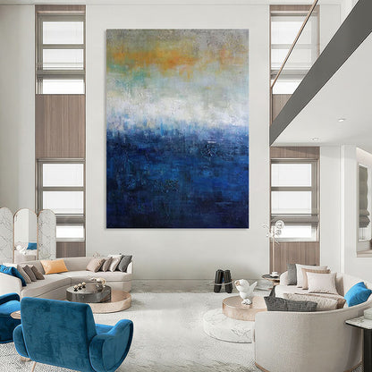 “Gradient Horizons” - Blue and Orange Gradient Abstract Painting On Canvas DKH1559