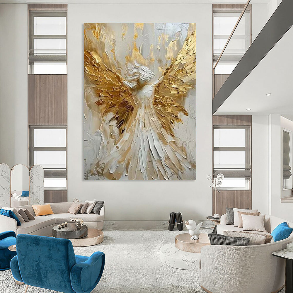“Golden Angel: Textured Spiritual Art” - Impasto Mixed - Media on Canvas CT1908