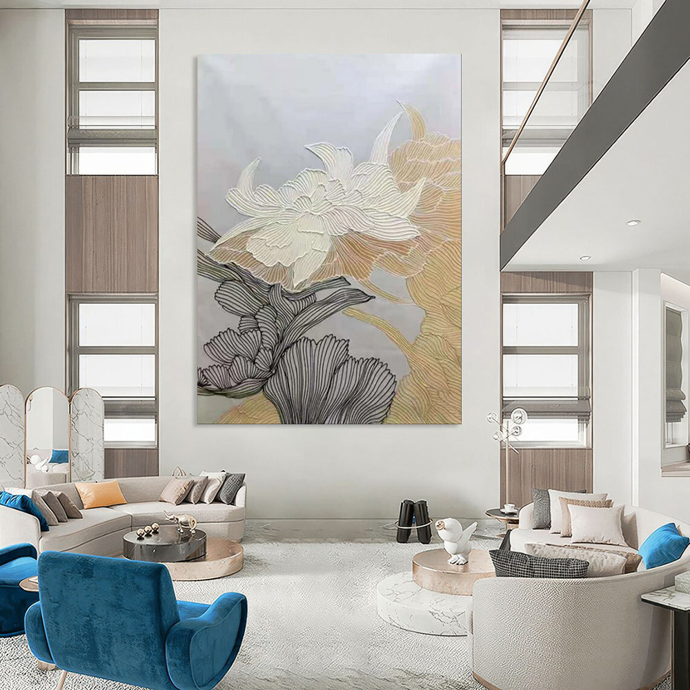 Line - Drawn Flowers Decorative Abstract Art CT1958