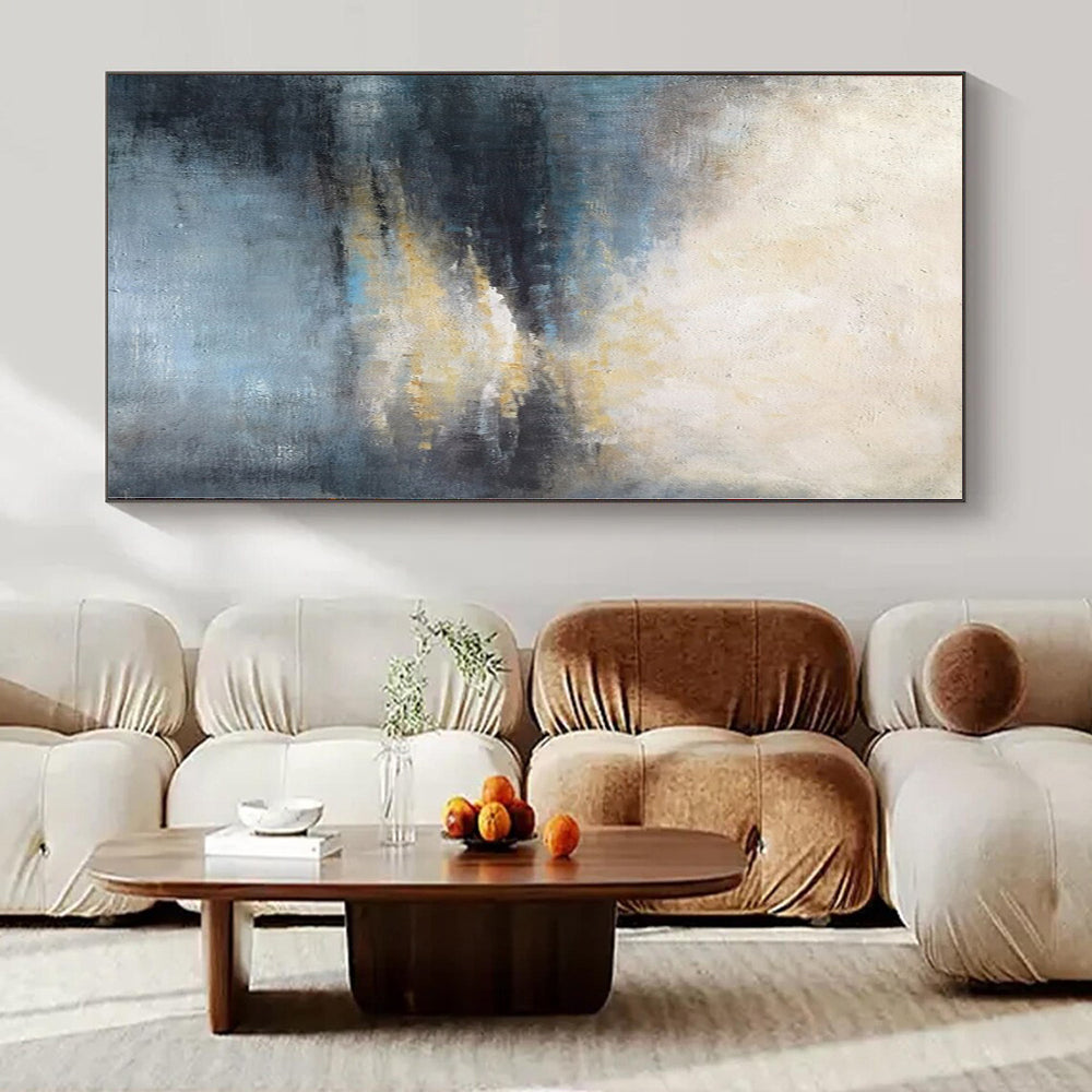 “Blue - Gray - Gold Abstract Waterscape” – Abstract Landscape Painting CT1155