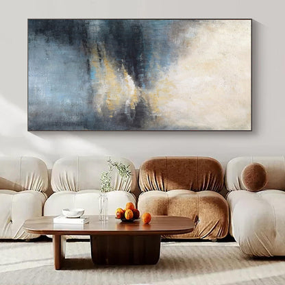 “Blue - Gray - Gold Abstract Waterscape” – Abstract Landscape Painting CT1155