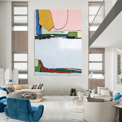 Colorful Geometric Shapes Abstract - A Mix of Pastel and Bold Hues Painting On Canvas CT2373
