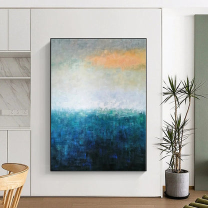 “Blue - Orange Horizon Hues”，Gradient Abstract Painting CT0346
