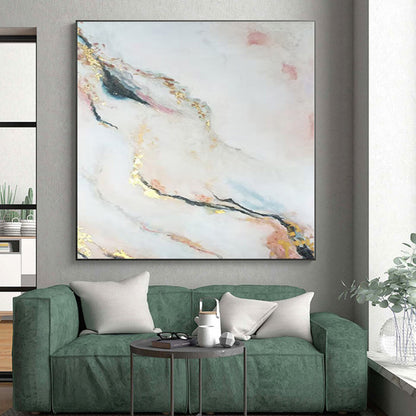 “Pink - Gold - Blue Marbled Abstraction” - Abstract Luxury Art CT0433