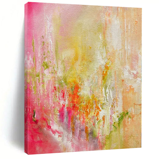 “Pastel Dawn Burst” - Abstract Art with Pink, Yellow, Green, White CT0055