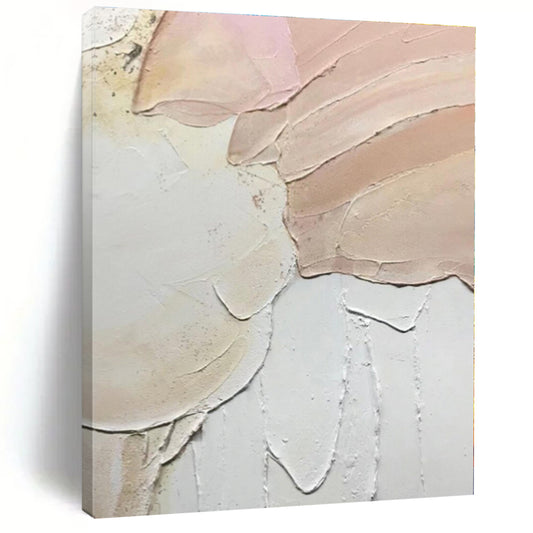 “Pink - White Textured Petals” - Abstract Textural Painting CT0409