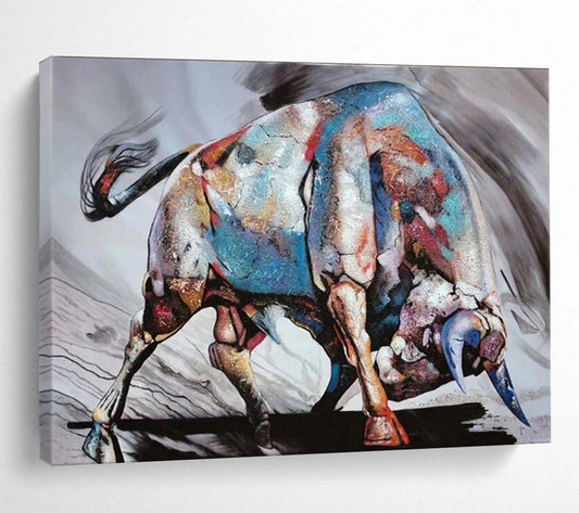 “Vibrant Bull of Colors” – Expressionistic Animal Oil Painting CT1747
