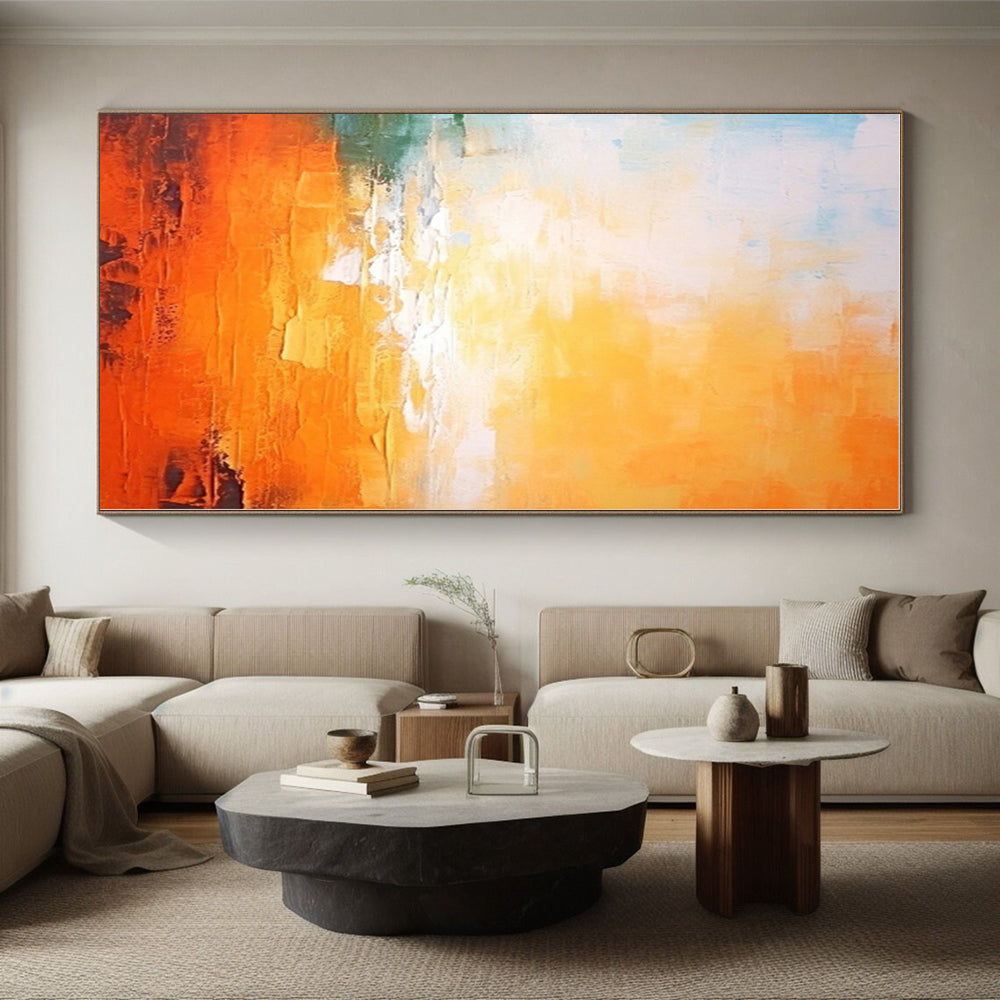 “Orange - Blue Abstract Sunrise” - Abstract Landscape Art CT0447