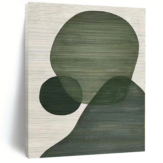 “Green Shapes on Light Background” Geometric Acrylic Art CT0164
