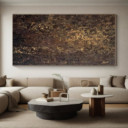 “Dark Brown - Gold Textured Abstraction” - Abstract Expressionist Art CT0448