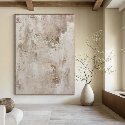 “Beige and Brown Textured Abstract” Layered Acrylic Art CT0152