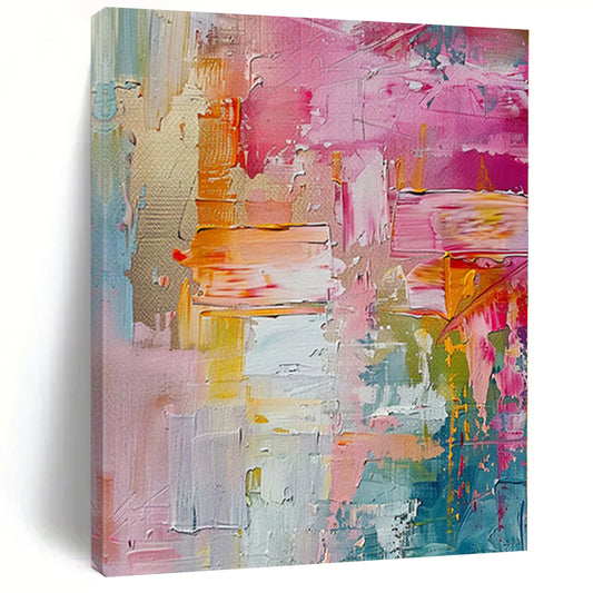 “Vibrant Pink Palette” - Abstract Painting with Pink, Orange, Blue, Green CT0089
