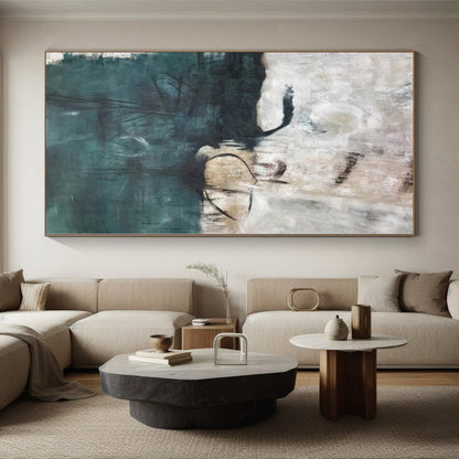 “Teal - Gray Abstract Landscape” Abstract Acrylic Art CT0324
