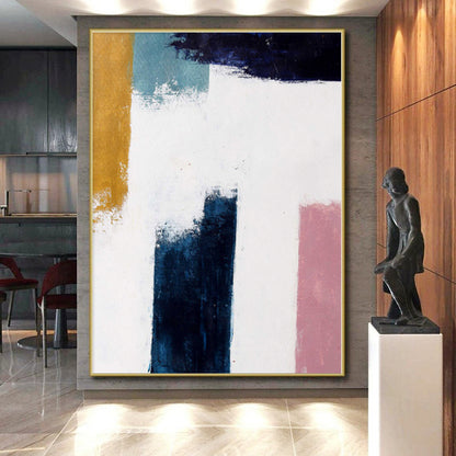 “Color Blocks” - Abstract Work with Yellow, Blue, White, Pink CT0037