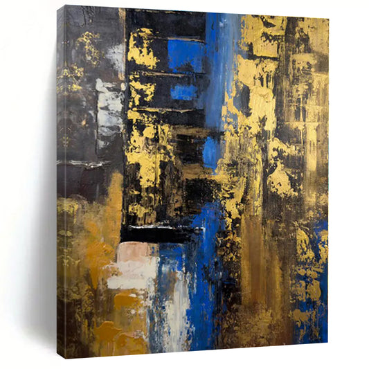 “Black - Gold - Blue Abstract Fusion” - Abstract Expressionist Art CT0445