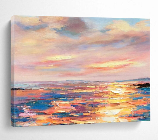 “Sunset Sea Symphony” – Impressionistic Seaside Oil Painting CT1736