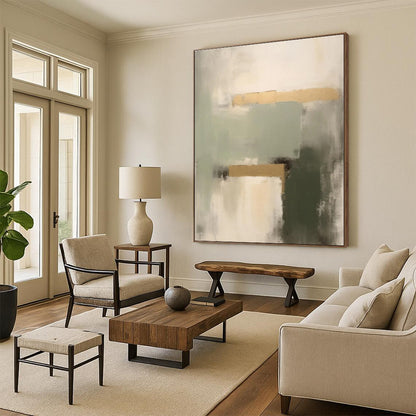 “Soft Color Blends with Gold”，Abstract Color - Field Acrylic Painting CT0532