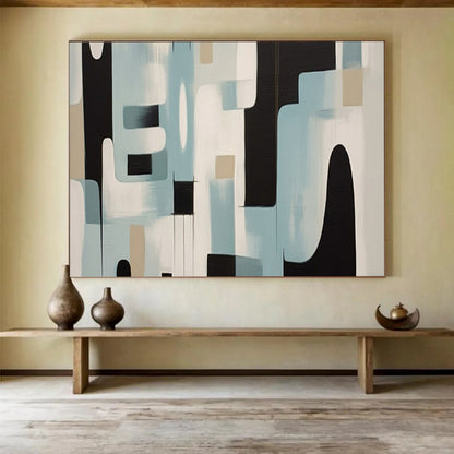 “Mid - Century Geometric Blues” – Abstract Geometric Acrylic Painting CT1711