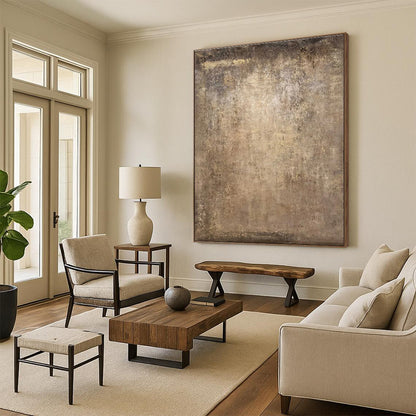 “Vintage Textured Taupe”，Rustic Abstract Art CT0647