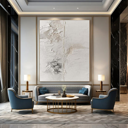 “White with Textured Patinas” Plaster - Effect Acrylic Art CT0149