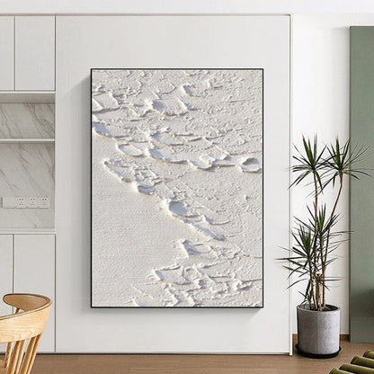“Cracked White Texture”，Abstract Textural Acrylic Painting CT0522