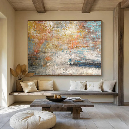 “Colorful Abstract Horizon” - Gold, orange, blue, gray; blended, vibrant horizon CT1584