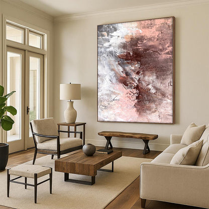 “Pink Brown Fusion” - Abstract Work with Pink, Brown, Gray Textures CT0023