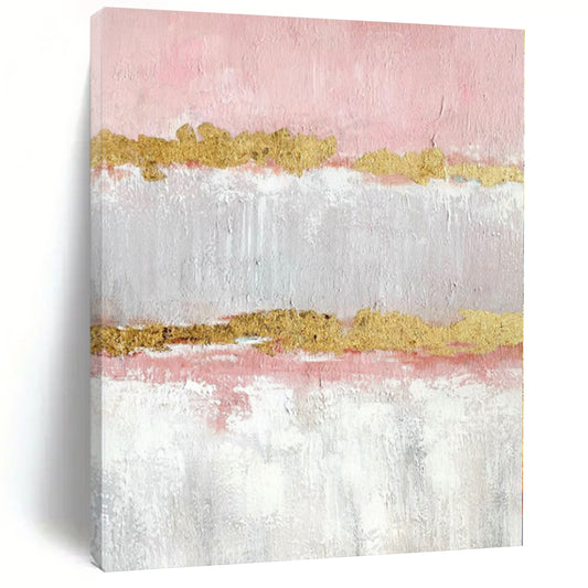 “Pink - Gray - Gold Striped Abstract” Minimalist Acrylic Art CT0207