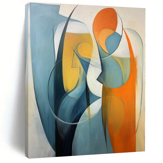 “Blue - Orange Abstract Figures” Cubist - Inspired Acrylic Art CT0188