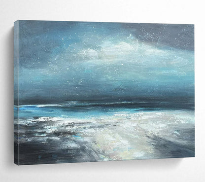 Blue-Grey Coastal Storm - Dramatic Seaside Art CT1787