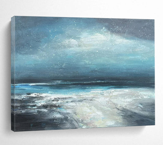 Blue-Grey Coastal Storm - Dramatic Seaside Art CT1787