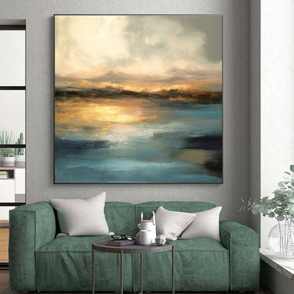 “Golden Sunset Abstract Landscape”，Abstract Landscape Art CT0621