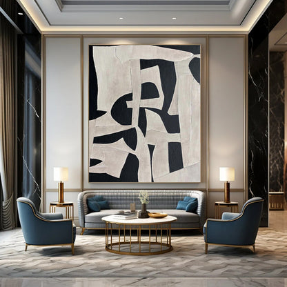 “Black - White Abstract Forms” Abstract Acrylic Painting CT0132