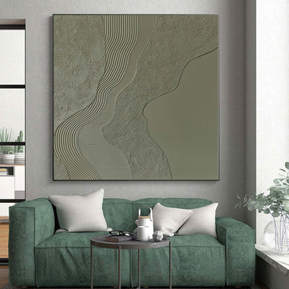“Beige - Gray Textured Waves” Minimalist Mixed - Media Art CT0253