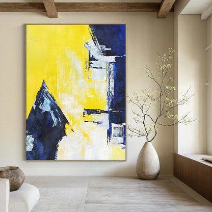 “Yellow - Blue Abstract Forms” Cubist - Inspired Acrylic Art CT0215