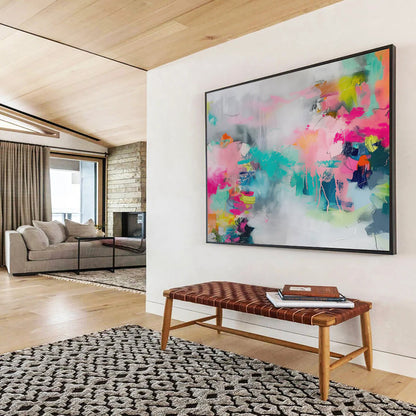 Colorful, abstract brushstrokes in pink, teal, and gray CT1682