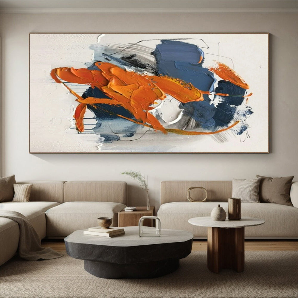 “Blue - Orange Textured Impasto”，Abstract Impasto Art CT0613