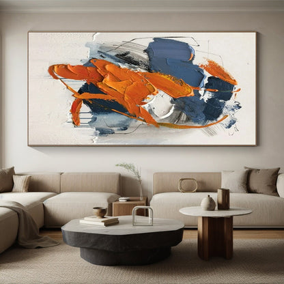 “Blue - Orange Textured Impasto”，Abstract Impasto Art CT0613
