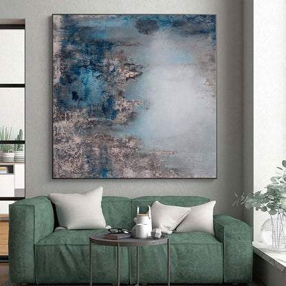 “Blue Gray Mists” - Abstract Painting with Blue, Gray, Muted Tones CT0021