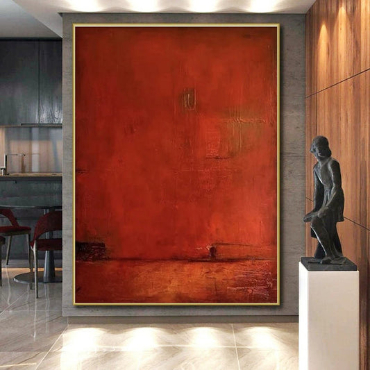 “Deep Red Textured Mystery”，Rustic Abstract Art CT0653