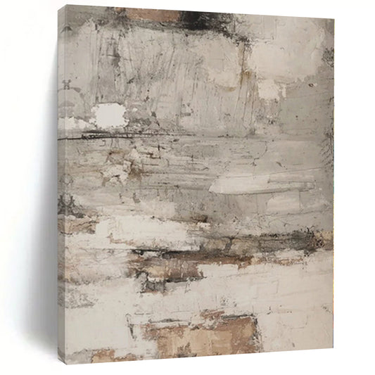 “Neutral Textured Layers” Abstract Mixed - Media Work CT0127